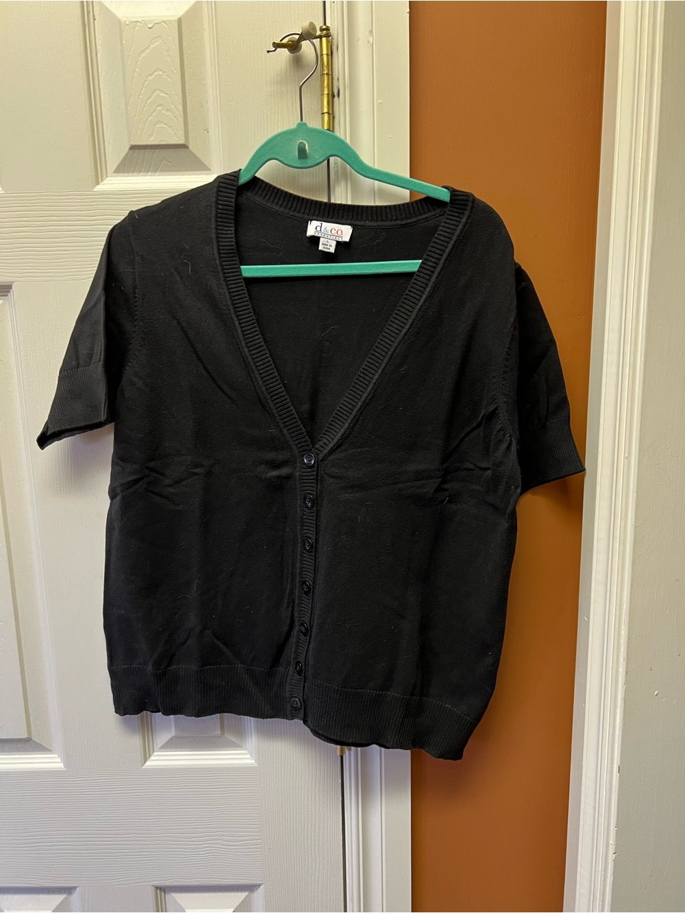 d & co. Black Short Sleeve Button Cardigan